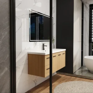 48" Light Oak Vanity with Gel-Coat Sink, Modular 3-Piece Cabinet