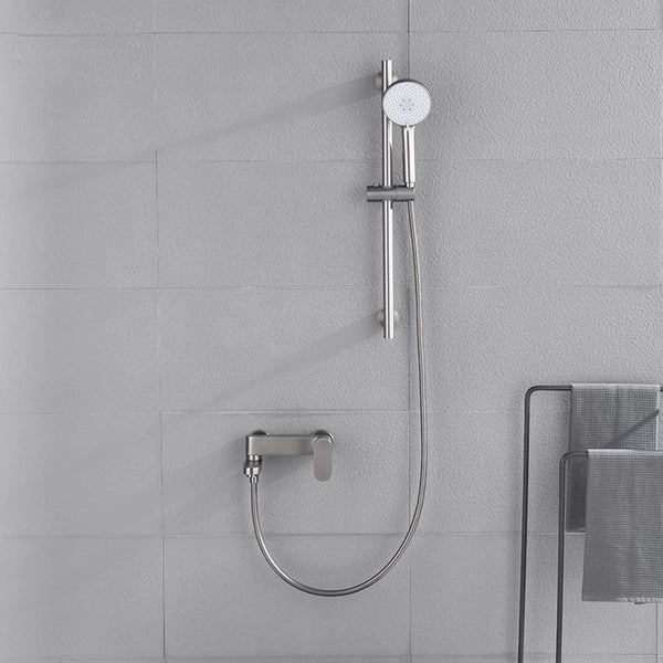 Single Lever Wall Mixer with Hand Shower & Body Jets - Gun Grey Electro Coated Solid Brass - Cuff Series - Image 2